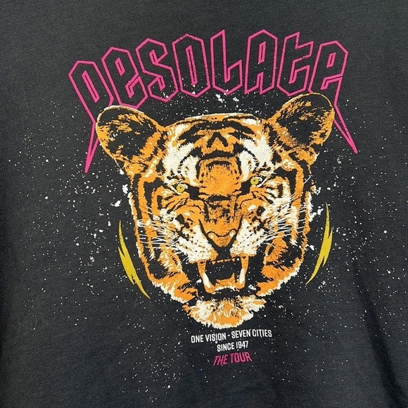 H&M - Desolate Tiger One Vision The Tour Colorful Graphic Crop Sweatshirt Small - Picture 7 of 9